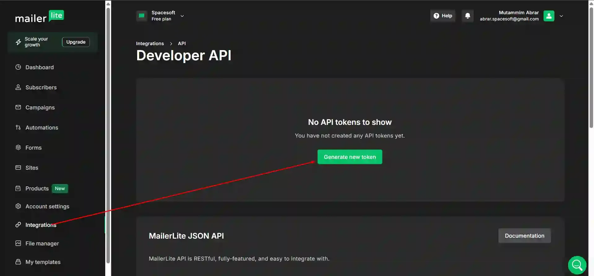 Generate new token